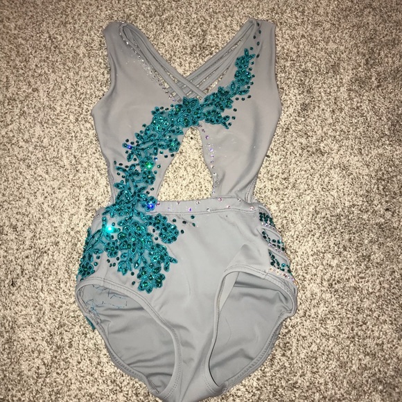 STUNNING gray and turquoise lyrical dance costume! - Picture 1 of 8